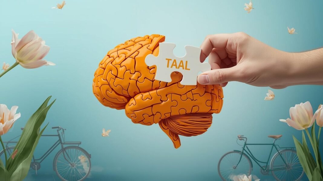 dutch-learning-taal Conceptual illustration representing the challenge of learning the Dutch language and integrating into society.