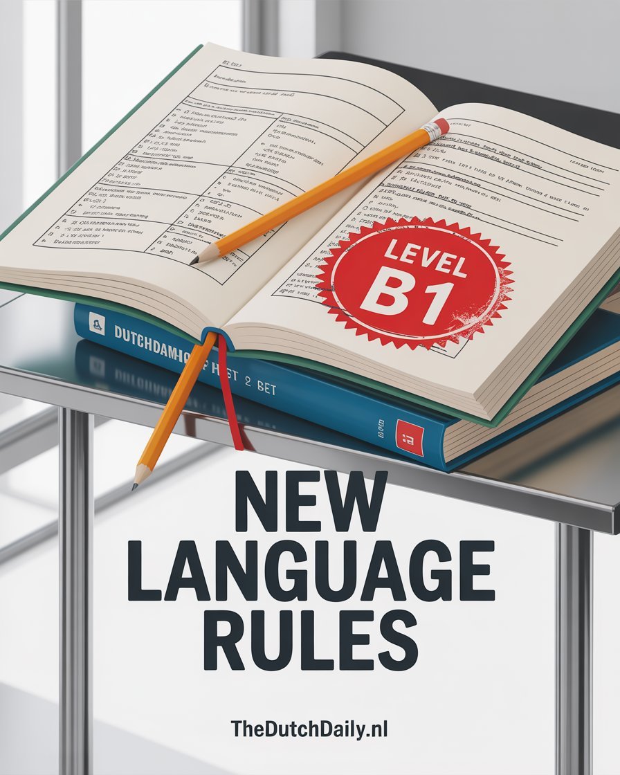 Dutch language study books representing the new B1 level requirement for citizenship starting July 2026.