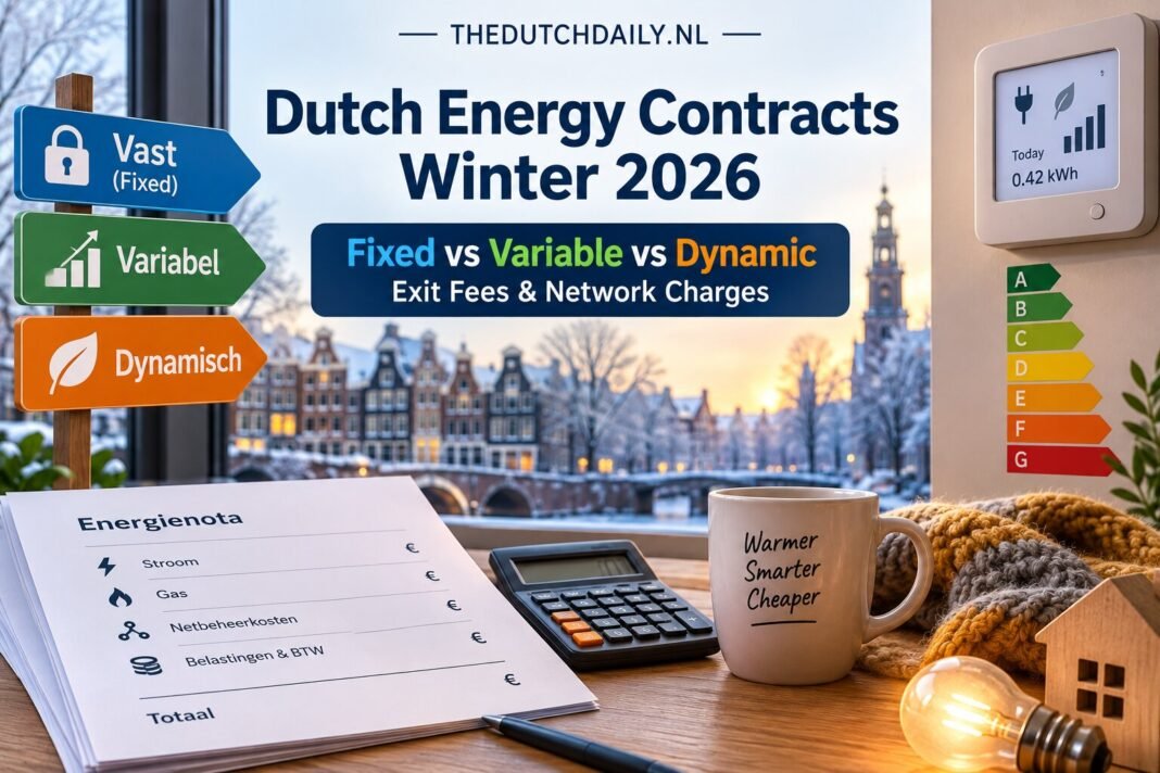 Dutch Energy Contracts Winter 2026: Fixed vs Variable vs Dynamic, Exit Fees & Network Charges Dutch Energy Contracts Winter 2026: Fixed vs Variable vs Dynamic, Exit Fees & Network Charges