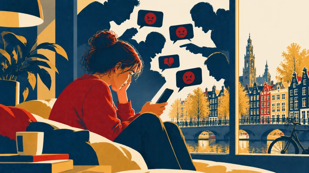 Abuse Reports in Netherlands Surge 2026: The Rise of ‘Digital Violence’ Illustration: Overwhelmed by Online Noise