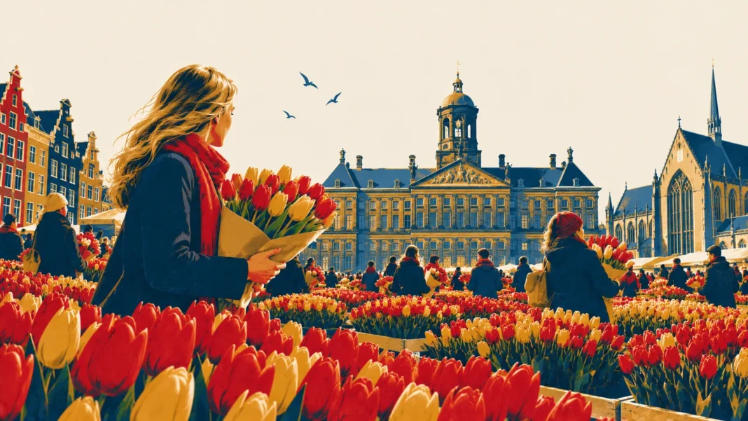 Amsterdam Blooms: National Tulip Day Ushers in Spring Illustration: Tulip Market in the Historic Square