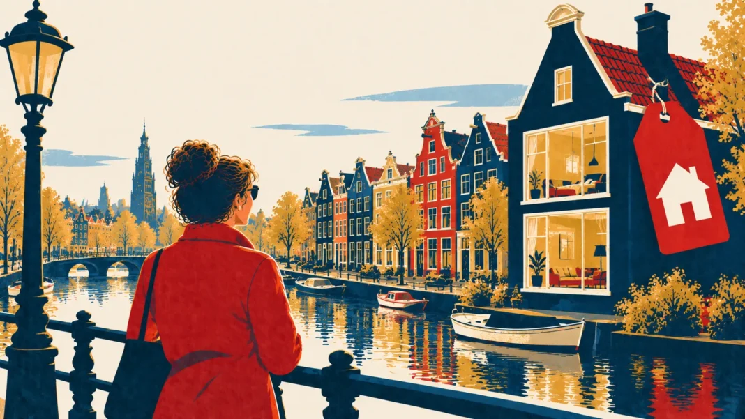 Amsterdam’s ‘Use It or Lose It’ Law: New Permits for Second Homes Start Now Illustration: Retro Amsterdam Canal with Home Tag