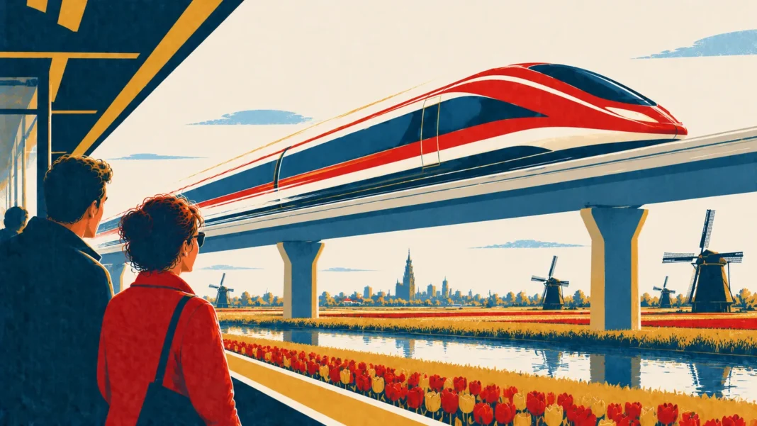 Faster Than a Plane? China Debuts 603 km/h Maglev Train That Cuts Travel Time by 90% Illustration: Dutch High-Speed Train Over Tulip Fields