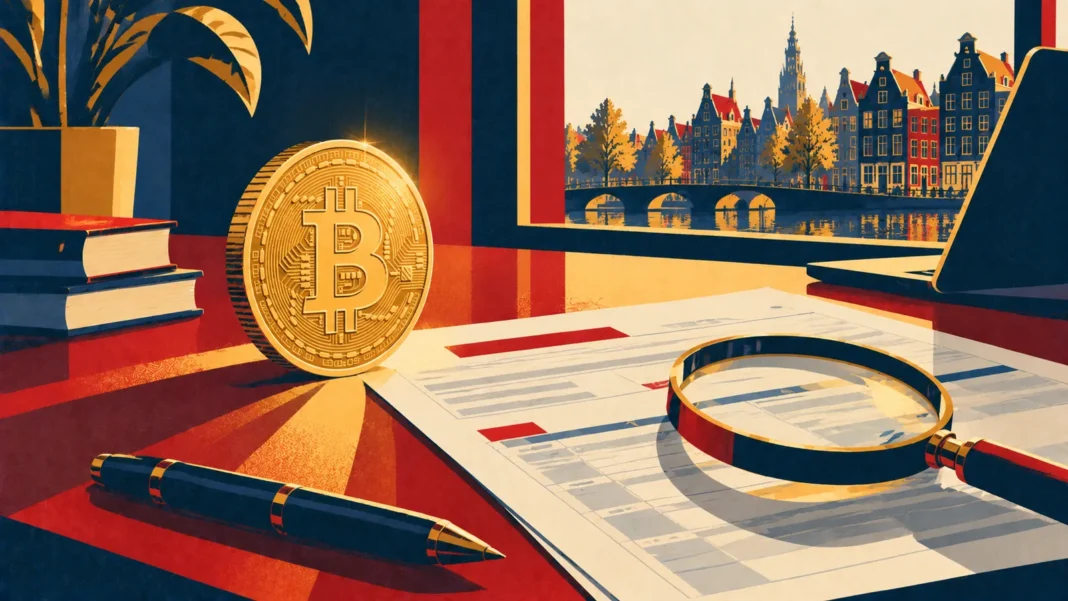 Illustration: Bitcoin Finance Desk by the Canal