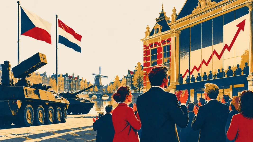 CSG IPO: Czech Defence Giant Surges 28% in Record Amsterdam Debut Illustration: Canal City Defense Market Surge