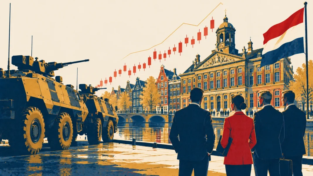 Czech Defence Giant Czechoslovak Group Targets Amsterdam IPO Illustration: Canal Markets and Armored Convoy