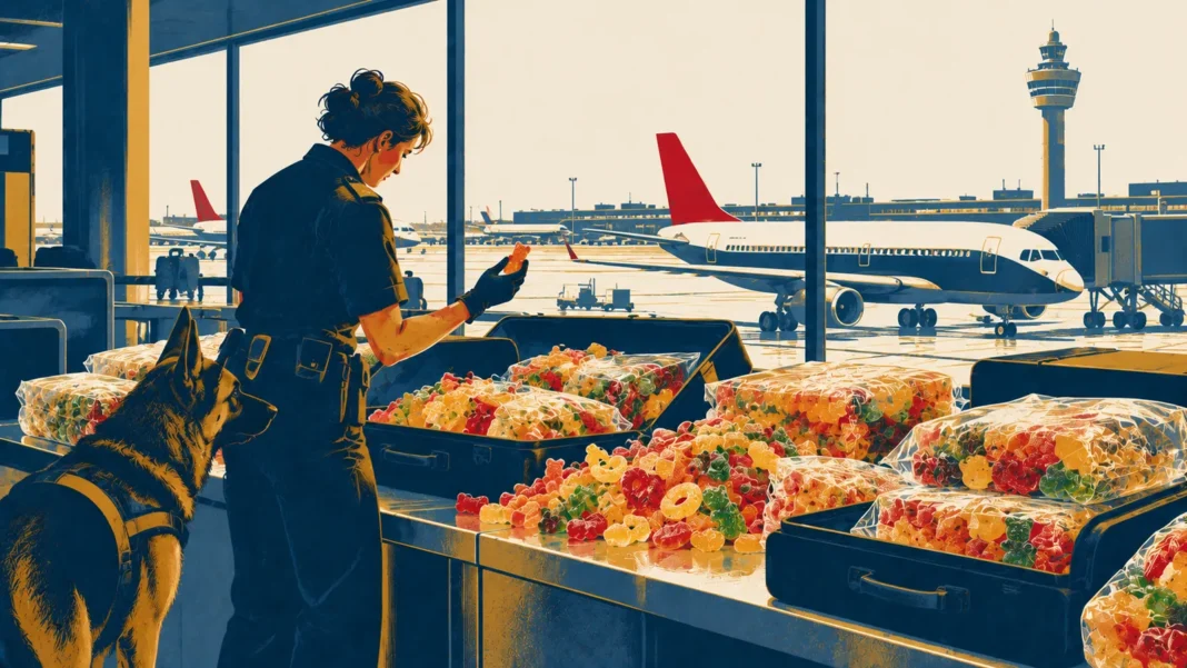 Illustration: Airport Candy Customs Inspection