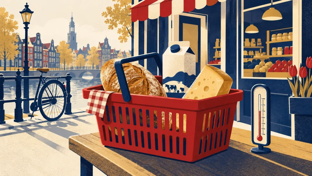 Dutch Inflation Rises to 3.4% in September 2026 as Energy Prices Climb Dutch inflation: illustration of supermarket basket with bread, milk and cheese and a thermometer