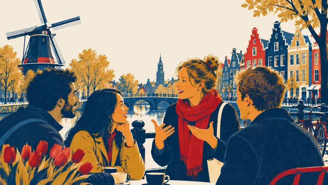 Illustration: Canal-Side Conversations in Amsterdam