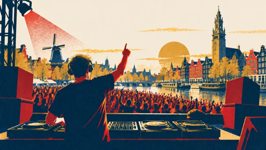 Dutch Music Exports Surge to Record โฌ247 Million, Dance Dominates Illustration: Sunset Canal Festival DJ