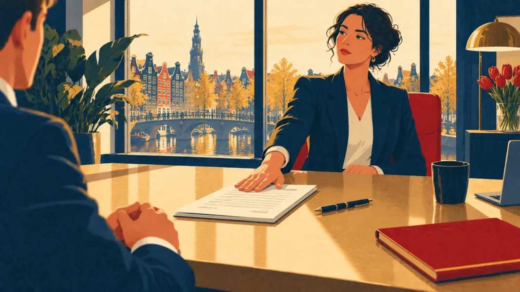 Fired in the Netherlands? Don’t Sign Anything! The 2026 Guide to VSO, Severance & Unemployment Illustration: Firm Return by the Canal Window