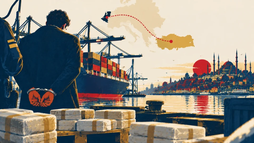 From Schiedam to Istanbul: Alleged Dutch-Turkish Drug Baron Caught in Massive Cocaine Bust Illustration: From Dutch Port to Istanbul Skyline