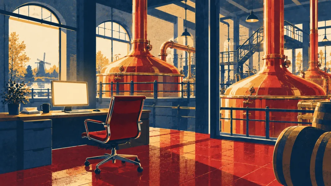 Heineken Layoffs 2026: The 6,000 Job Cut & AI Transformation Full Analysis Illustration: Sunlit Brewery Control Room
