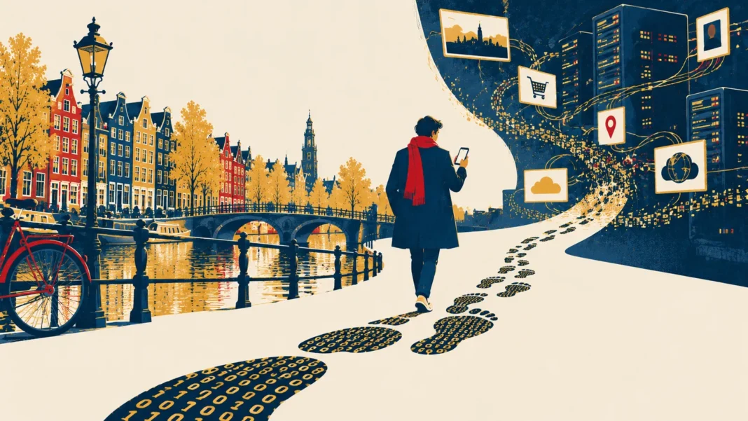 Illustration: Digital Footprints Through Amsterdam
