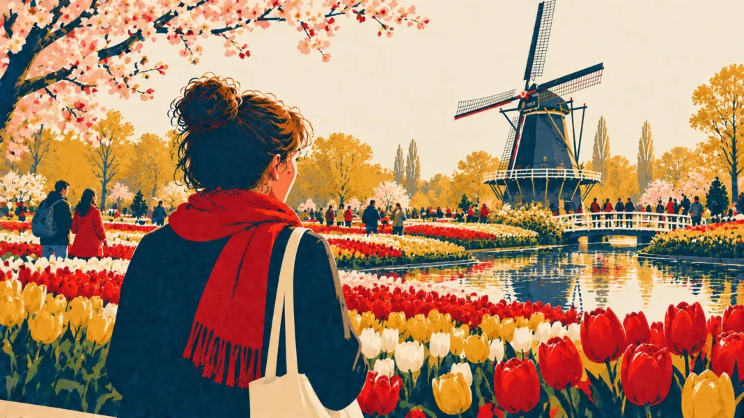Keukenhof 2026 Guide: Dates, Tickets, New Theme & Tulip Forecast Illustration: Dutch Tulip Garden by the Windmill