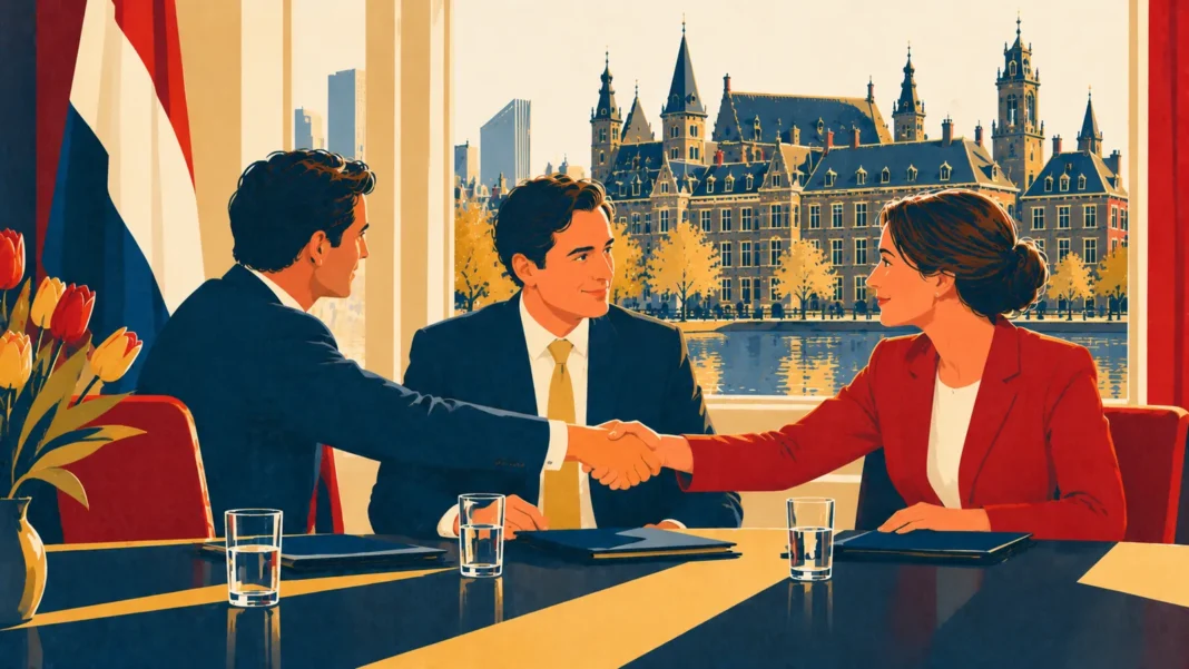New Dutch Government 2026: D66, VVD & CDA Reach Coalition Deal (Jetten PM?) Illustration: Dutch Coalition Agreement Meeting