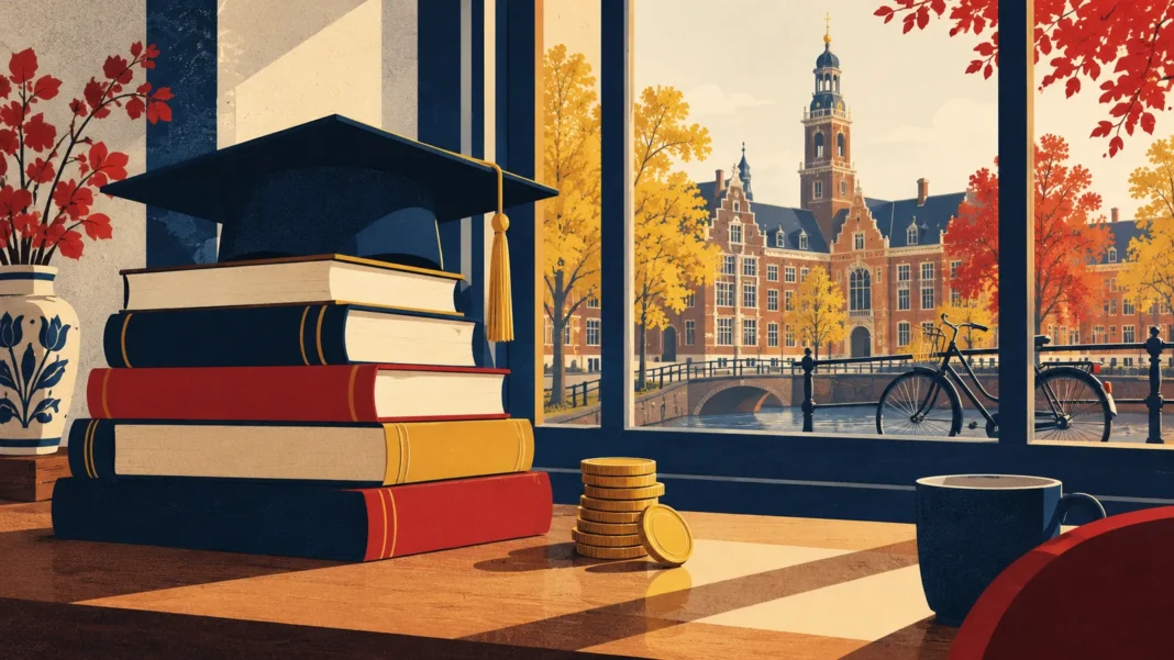 Student debt: illustration of graduation cap on books and coins