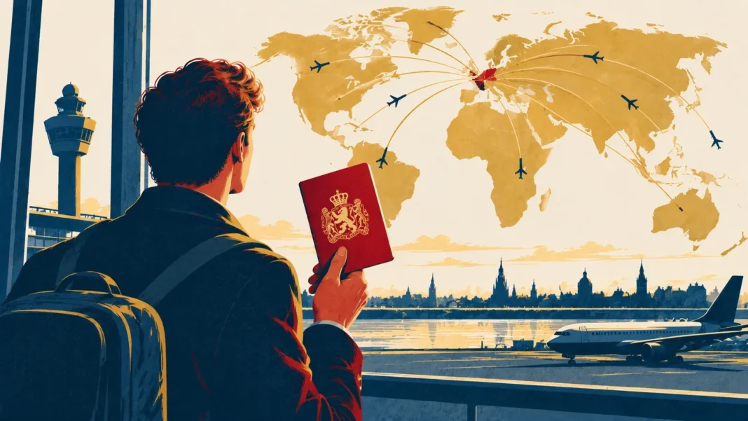 The Golden Ticket: Dutch Passport Ranks Among Worldโs Most Powerful in 2026 Illustration: Dutch Travelerโs Global Journey