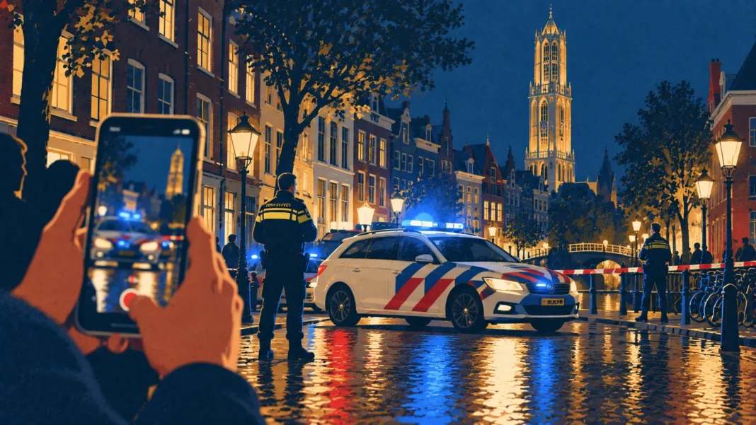 Utrecht Police Violence Investigation: Officer in Hiding After Viral Arrest Video Sparks Outrage Illustration: Rainy Night Police Scene by the Canal
