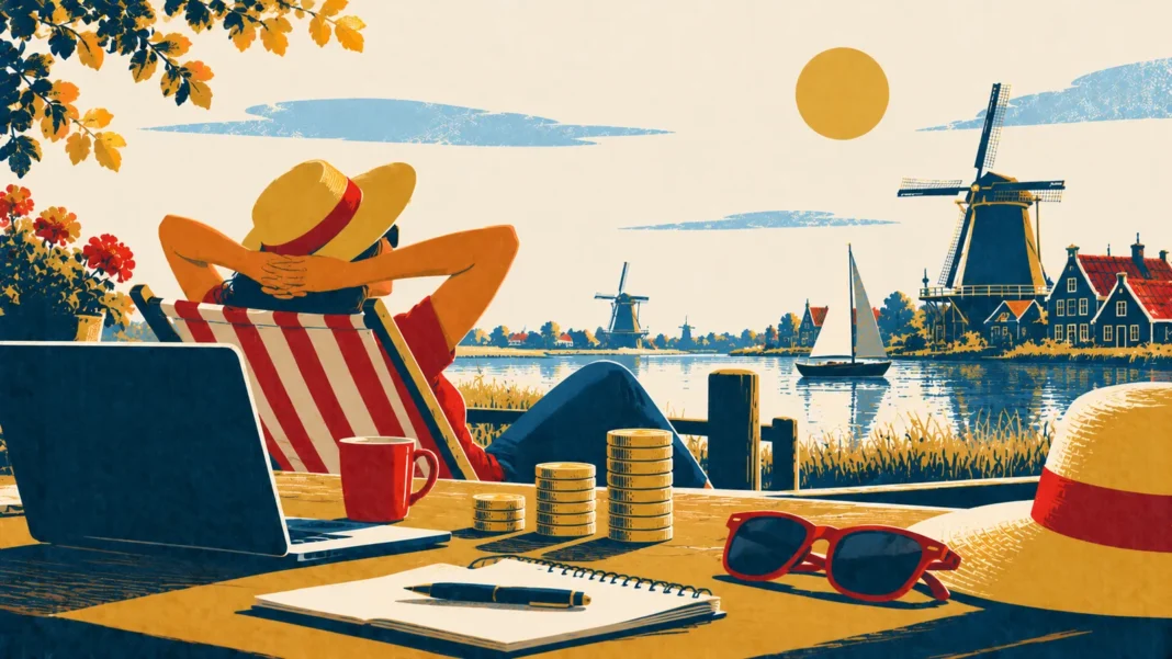 Netherlands Holiday Pay 2026 Guide: Who Gets It, When, and How Much? (Employee, ZZP & Benefits) Illustration: Dutch Canalside Workcation