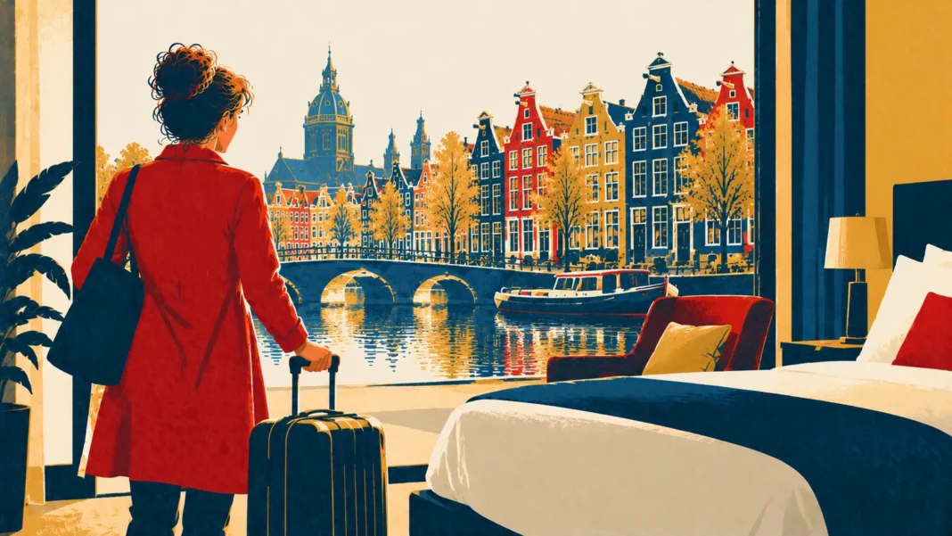 2026 Dutch Tax Shock: 21% VAT on Hotels and Rentals Now in Effect Illustration: Canal City Arrival from a Cozy Room