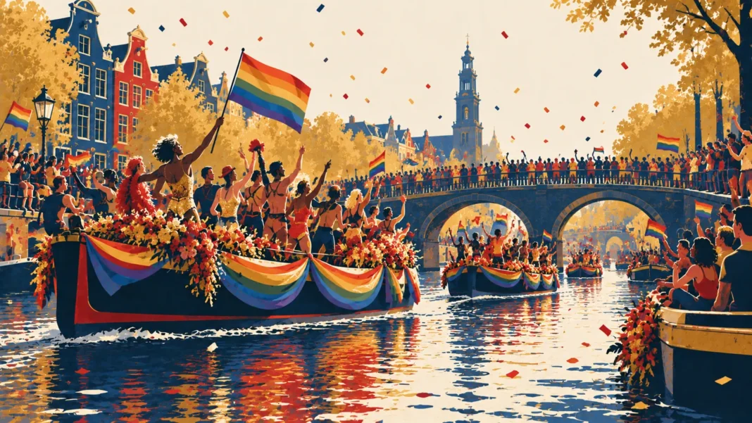 WorldPride Amsterdam 2026 Canal Parade: The Complete Expat Guide to Route, Tickets & Best Viewing Spots WorldPride Amsterdam 2026 Canal Parade โ illustration